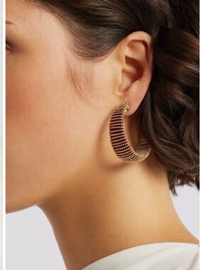 Nordstrom Metallic Thread Hoop Earrings Textured Gold Hoop Earrings